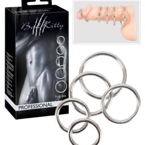 Bad Kitty - Set of 5 Metal Rings